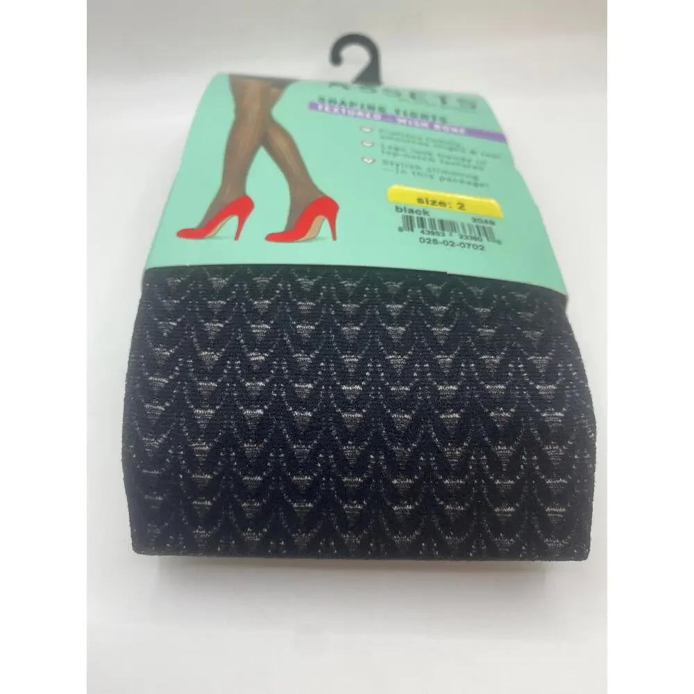 Assets by Spanx  Textured Shaping Tights Wishbone Black Size 2  corporategoth